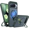 TORRAS Q3 Spin Magnetic 360 Stand for Google Pixel 10 Pro Case / 10 Case, Fit for Magsafe, 4X Military Grade Protection, Shockproof Pixel 10 Pro Phone Case with Stand, Translucent Black(Green)