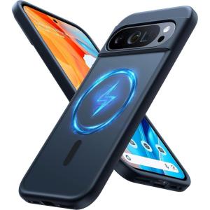 TORRAS Magnetic Shockproof for Google Pixel 10 Pro XL Case, Strong Magnet fit for MagSafe, 12FT Mil-Grade Protection, Slim Translucent Matte Case for Pixel 10 Pro XL with Multi-Color Buttons, Green(Black)