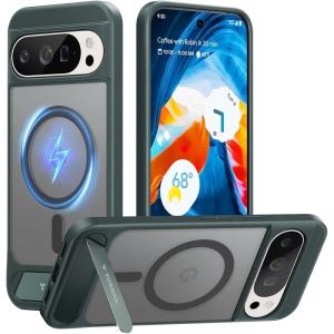 TORRAS Magnetic & Stand for Google Pixel 10 Pro XL Case, Fit for MagSafe & Pixelsnap, Military Grade Drop Protection, Slim for Pixel 10 Pro XL Phone Case with Sturdy Kickstand, Translucent Matte Green(Green)