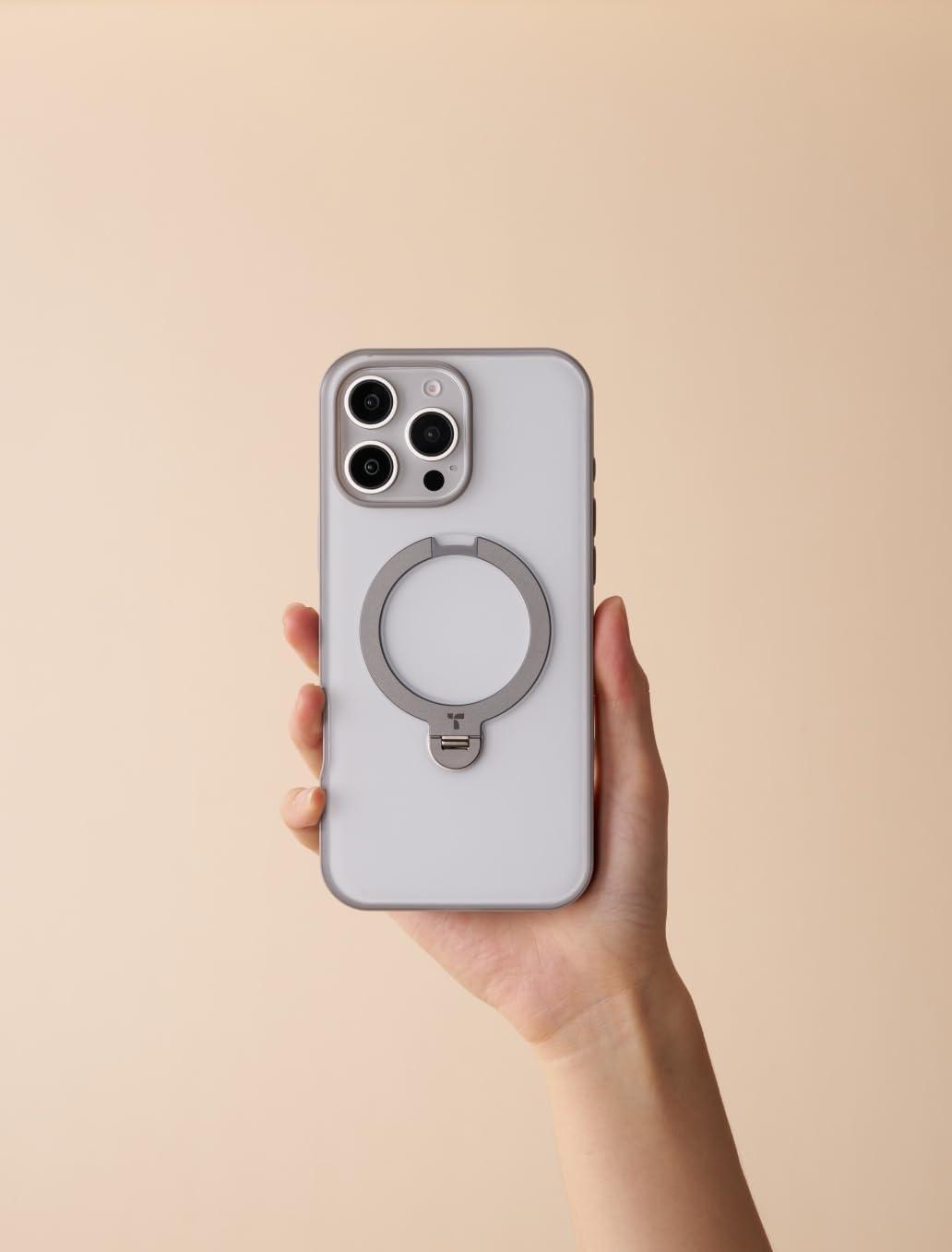 imageTORRAS 360 Magnetic Stand for iPhone 17 Pro Max Case Fit for MagSafe NonYellowing Clear Case for iPhone 17 Pro Max Phone Case with Kickstand amp Camera Control Hard PC Protection Q3 SpinGray