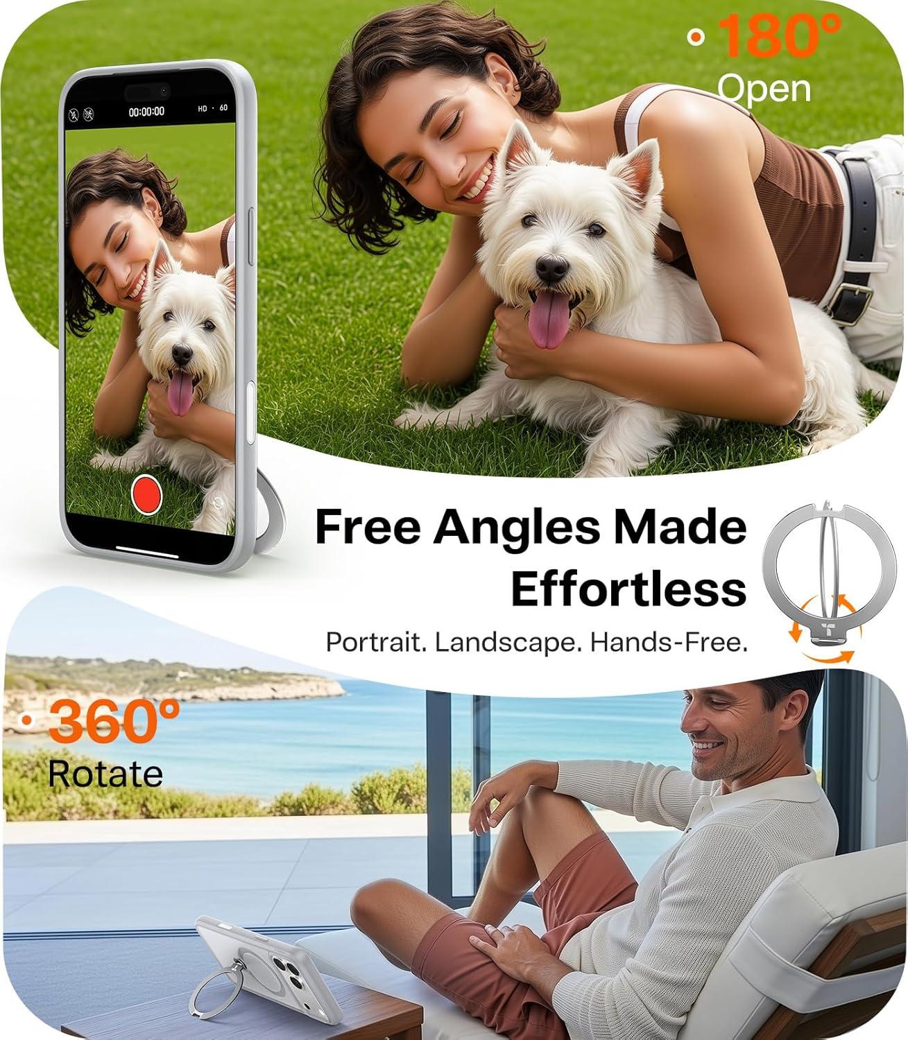 imageTORRAS 360 Magnetic Stand for iPhone 17 Pro Max Case Fit for MagSafe NonYellowing Clear Case for iPhone 17 Pro Max Phone Case with Kickstand amp Camera Control Hard PC Protection Q3 SpinGray