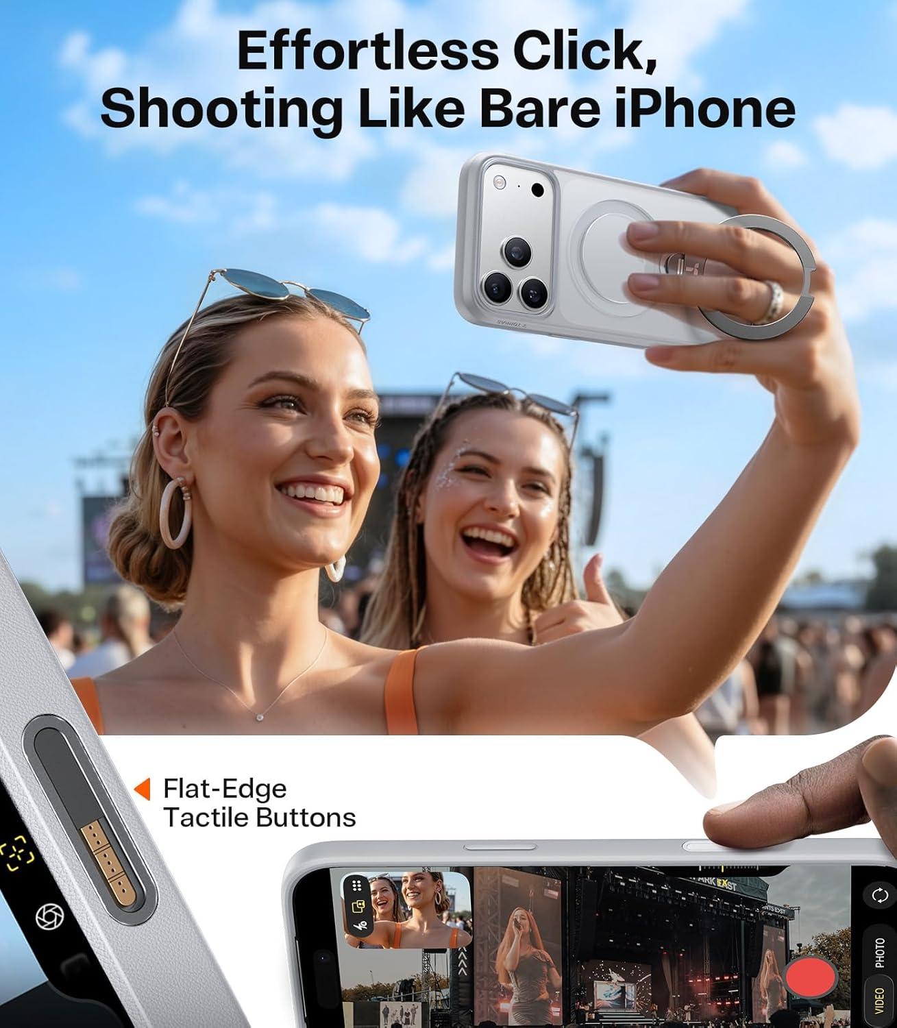 imageTORRAS 360 Magnetic Stand for iPhone 17 Pro Max Case Fit for MagSafe NonYellowing Clear Case for iPhone 17 Pro Max Phone Case with Kickstand amp Camera Control Hard PC Protection Q3 SpinGray