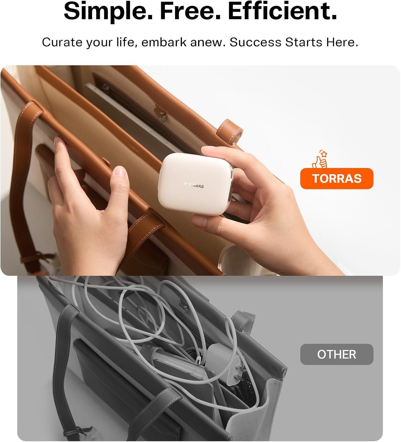 imageTORRAS FlexLine 40W for iPhone 17 Charger Fast Charging Retractable USB C Charger Block with Cable DualPort GaN  Type C Adapter for iPhone 16 Pro MaxiPhone 16iPhone 15 with Foldable Plug