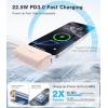 TORRAS 2-in-1 iPhone 16 Portable Charger, 5,000mAh 22.5W Mini Power Bank with Built-in USB-C Cable, Fast Charge Battery Pack, Travel Essential for iPhone 17/16/15, Galaxy S25, Google – Desert Titanium(Rose Gold)