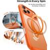 TORRAS 360 Magnetic Stand for iPhone 17 Pro Max Case, Fit for MagSafe, Non-Yellowing Clear Case for iPhone 17 Pro Max Phone Case with Kickstand & Camera Control, Hard PC Protection, Q3 Spin(Neon Orange)