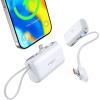 TORRAS 2-in-1 iPhone 16 Portable Charger, 5,000mAh 22.5W Mini Power Bank with Built-in USB-C Cable, Fast Charge Battery Pack, Travel Essential for iPhone 17/16/15, Galaxy S25, Google – Desert Titanium(Arctic White)