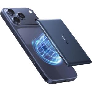 TORRAS 2-in-1 iPhone 16 Portable Charger, 5,000mAh 22.5W Mini Power Bank with Built-in USB-C Cable, Fast Charge Battery Pack, Travel Essential for iPhone 17/16/15, Galaxy S25, Google – Desert Titanium(Deep Blue)