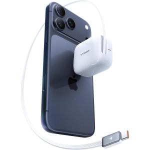 TORRAS FlexLine 40W for iPhone 17 Charger, Fast Charging Retractable USB C Charger Block with Cable, Dual-Port GaN Ⅲ Type C Adapter for iPhone 16 Pro Max/iPhone 16/iPhone 15 with Foldable Plug