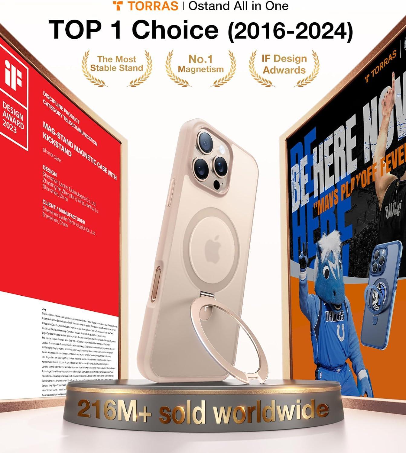 imageTORRAS Ostand Magnetic for iPhone 17 Pro Max Case Fit for MagSafe Sturdy Stand Military Grade Drop Tested Camera Control Translucent Slim Soft Edge Case for iPhone 17 Pro Max 69 BlackDesert Titanium