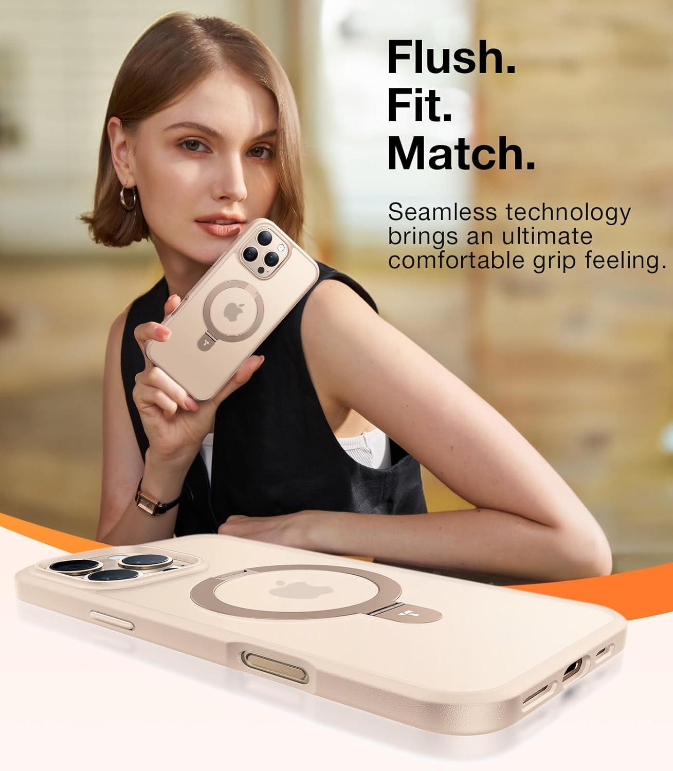 imageTORRAS Ostand Magnetic for iPhone 17 Pro Max Case Fit for MagSafe Sturdy Stand Military Grade Drop Tested Camera Control Translucent Slim Soft Edge Case for iPhone 17 Pro Max 69 BlackDesert Titanium