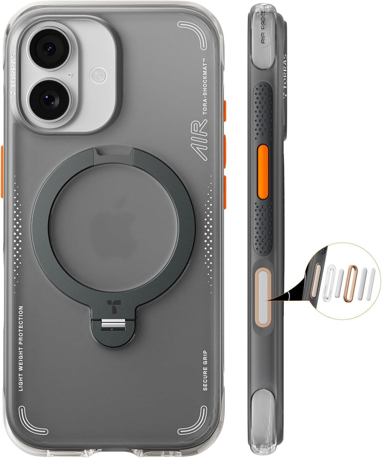 imageTORRAS Ostand Q3 Air for iPhone 17 Pro Max Case with 360 Magnetic Stand Fit for MagSafe MilGrade Drop Tested Camera Control Button Shockproof Phone Case for iPhone 17 Pro Max 69 Midnight BlueShadow Black