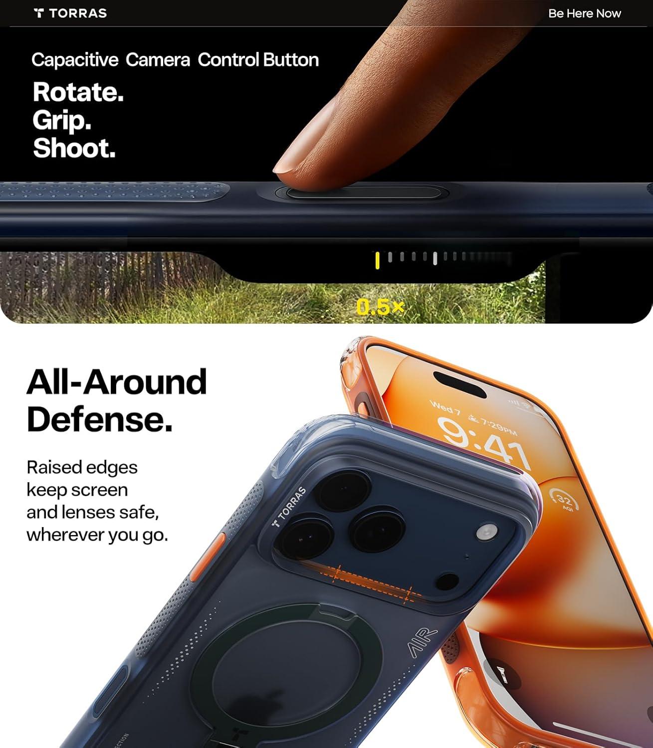 imageTORRAS Ostand Q3 Air for iPhone 17 Pro Max Case with 360 Magnetic Stand Fit for MagSafe MilGrade Drop Tested Camera Control Button Shockproof Phone Case for iPhone 17 Pro Max 69 Midnight BlueMidnight Blue