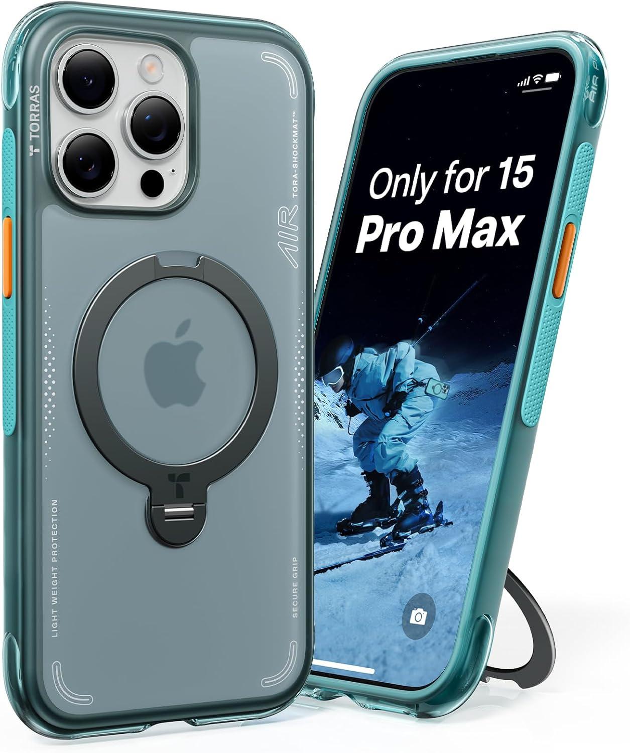 imageTORRAS Ostand Q3 Air for iPhone 17 Pro Max Case with 360 Magnetic Stand Fit for MagSafe MilGrade Drop Tested Camera Control Button Shockproof Phone Case for iPhone 17 Pro Max 69 Midnight BlueGlacier Sprint