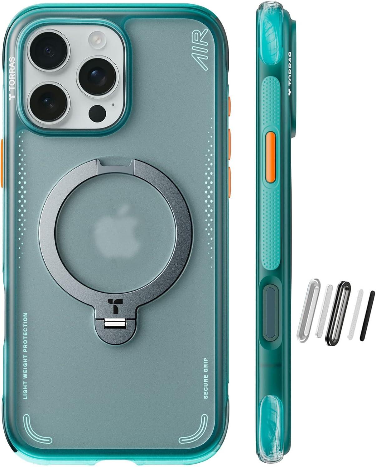 imageTORRAS Ostand Q3 Air for iPhone 17 Pro Max Case with 360 Magnetic Stand Fit for MagSafe MilGrade Drop Tested Camera Control Button Shockproof Phone Case for iPhone 17 Pro Max 69 Midnight BlueGlacier Sprint