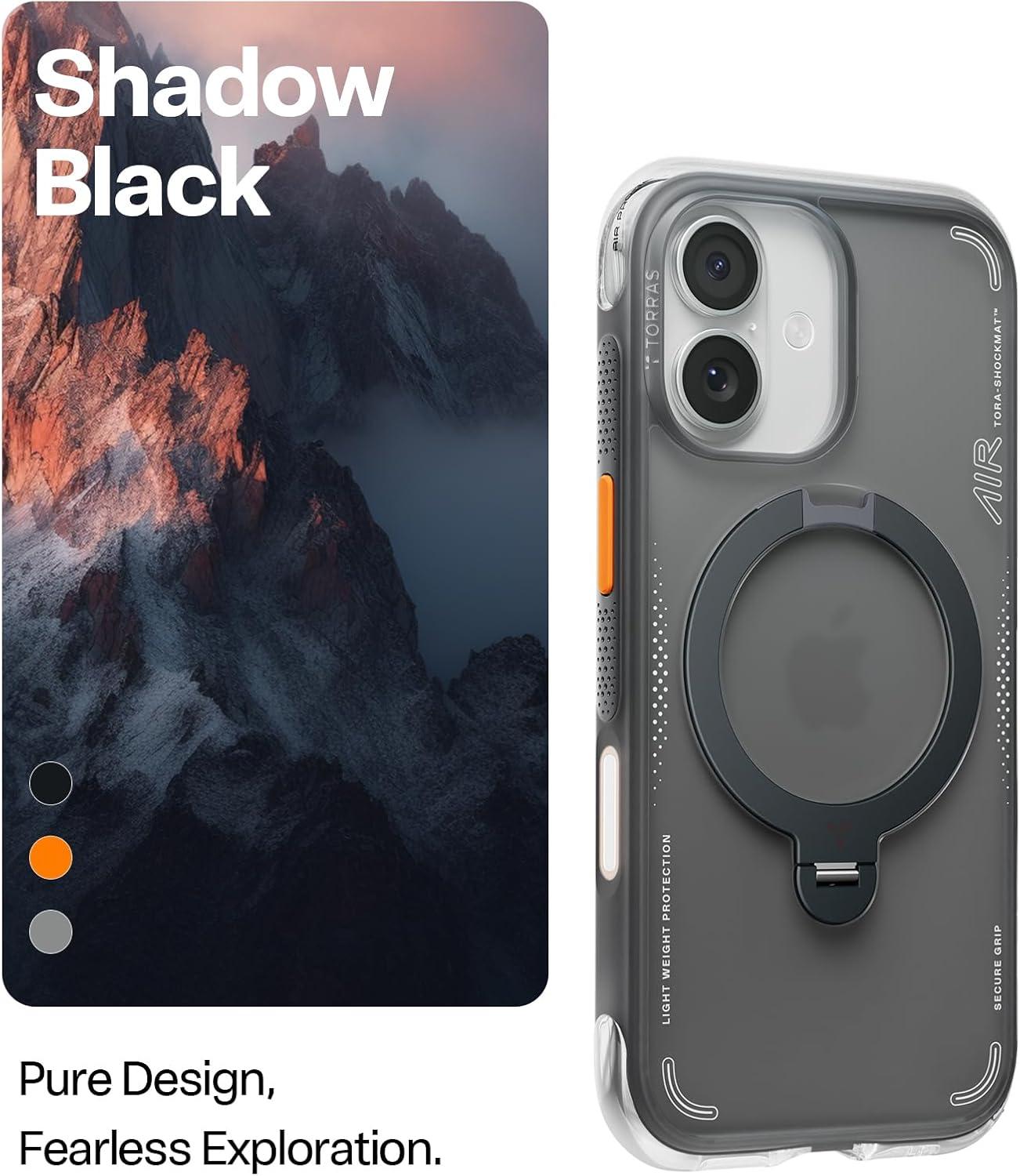 imageTORRAS Ostand Q3 Air for iPhone 17 Pro Max Case with 360 Magnetic Stand Fit for MagSafe MilGrade Drop Tested Camera Control Button Shockproof Phone Case for iPhone 17 Pro Max 69 Midnight BlueShadow Black