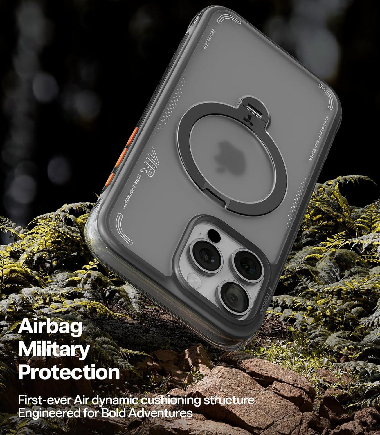 imageTORRAS Ostand Q3 Air for iPhone 17 Pro Max Case with 360 Magnetic Stand Fit for MagSafe MilGrade Drop Tested Camera Control Button Shockproof Phone Case for iPhone 17 Pro Max 69 Midnight BlueShadow Black