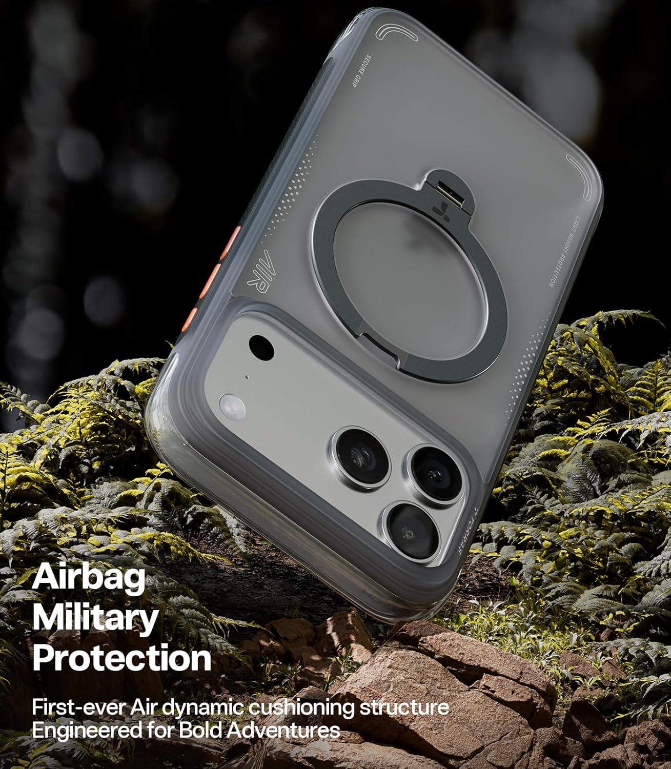 imageTORRAS Ostand Q3 Air for iPhone 17 Pro Max Case with 360 Magnetic Stand Fit for MagSafe MilGrade Drop Tested Camera Control Button Shockproof Phone Case for iPhone 17 Pro Max 69 Midnight BlueShadow Black