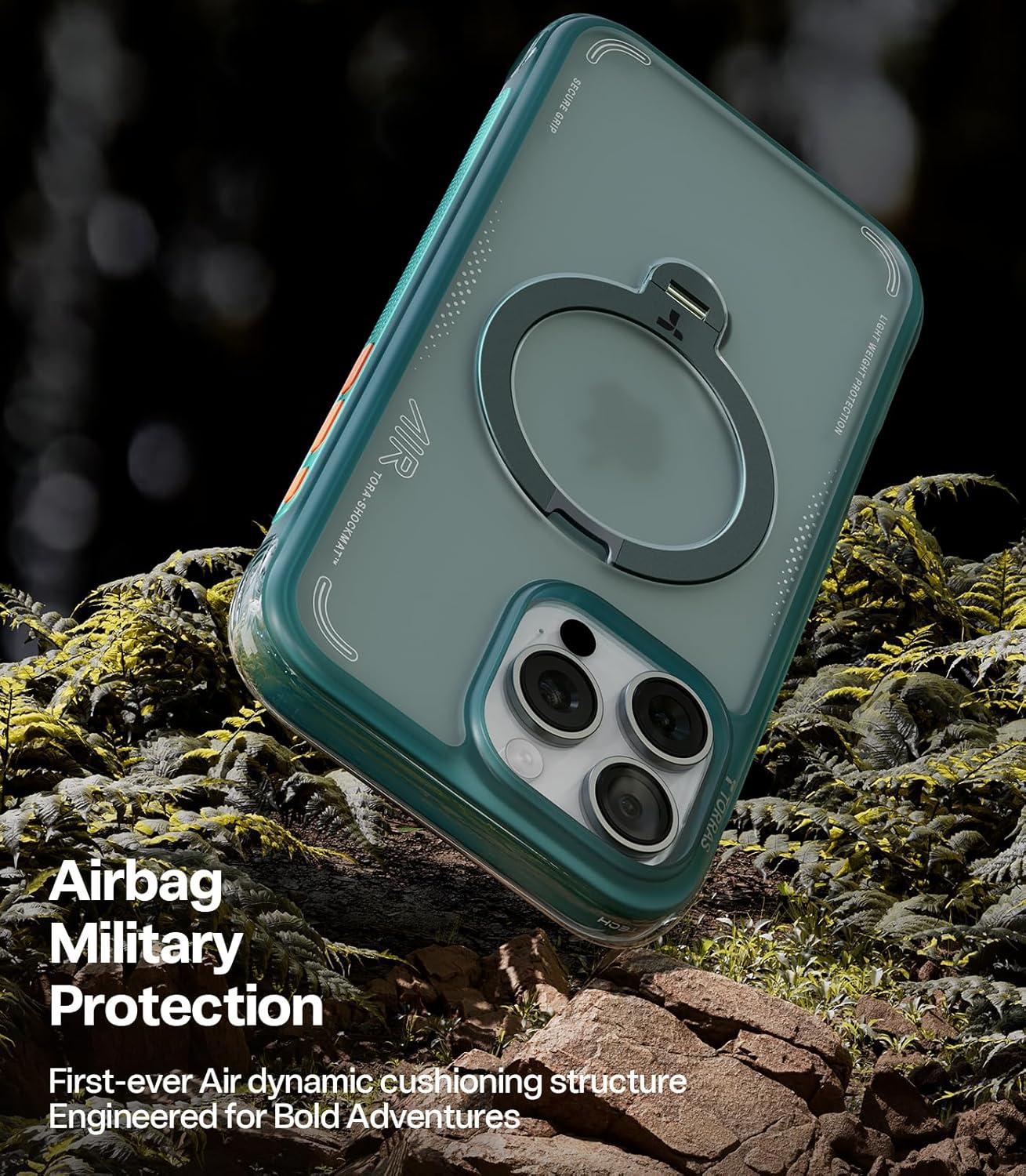 imageTORRAS Ostand Q3 Air for iPhone 17 Pro Max Case with 360 Magnetic Stand Fit for MagSafe MilGrade Drop Tested Camera Control Button Shockproof Phone Case for iPhone 17 Pro Max 69 Midnight BlueGlacier Sprint