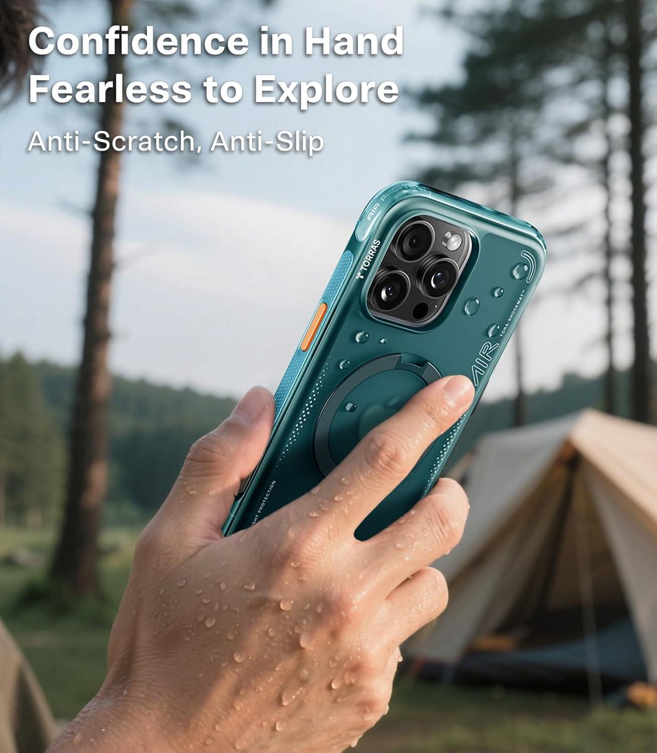 imageTORRAS Ostand Q3 Air for iPhone 17 Pro Max Case with 360 Magnetic Stand Fit for MagSafe MilGrade Drop Tested Camera Control Button Shockproof Phone Case for iPhone 17 Pro Max 69 Midnight BlueGlacier Sprint