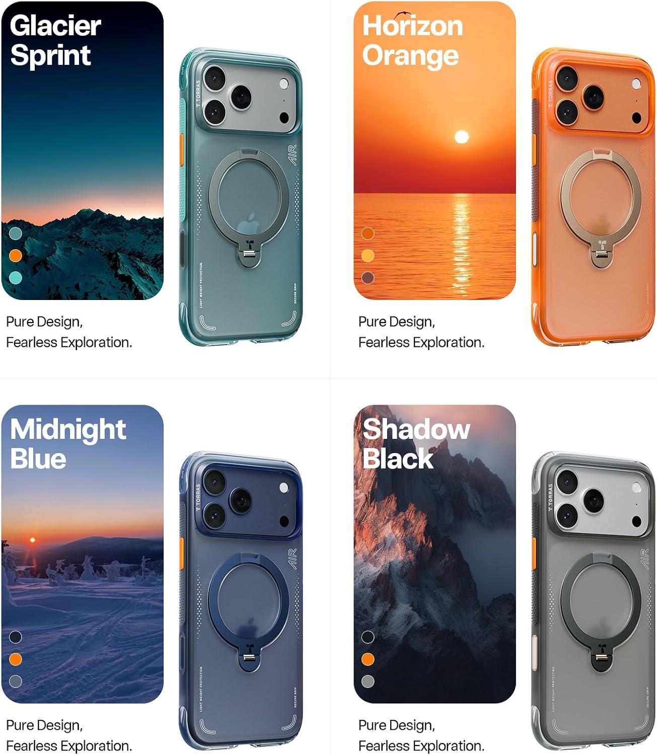 imageTORRAS Ostand Q3 Air for iPhone 17 Pro Max Case with 360 Magnetic Stand Fit for MagSafe MilGrade Drop Tested Camera Control Button Shockproof Phone Case for iPhone 17 Pro Max 69 Midnight BlueShadow Black