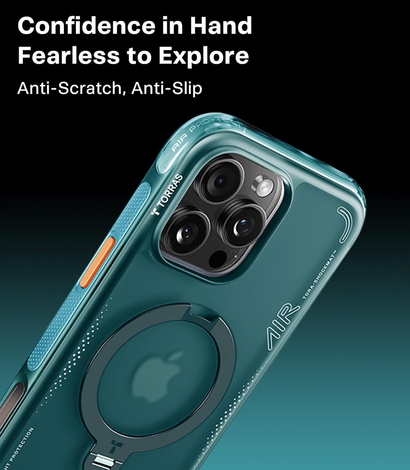 imageTORRAS Ostand Q3 Air for iPhone 17 Pro Max Case with 360 Magnetic Stand Fit for MagSafe MilGrade Drop Tested Camera Control Button Shockproof Phone Case for iPhone 17 Pro Max 69 Midnight BlueGlacier Sprint