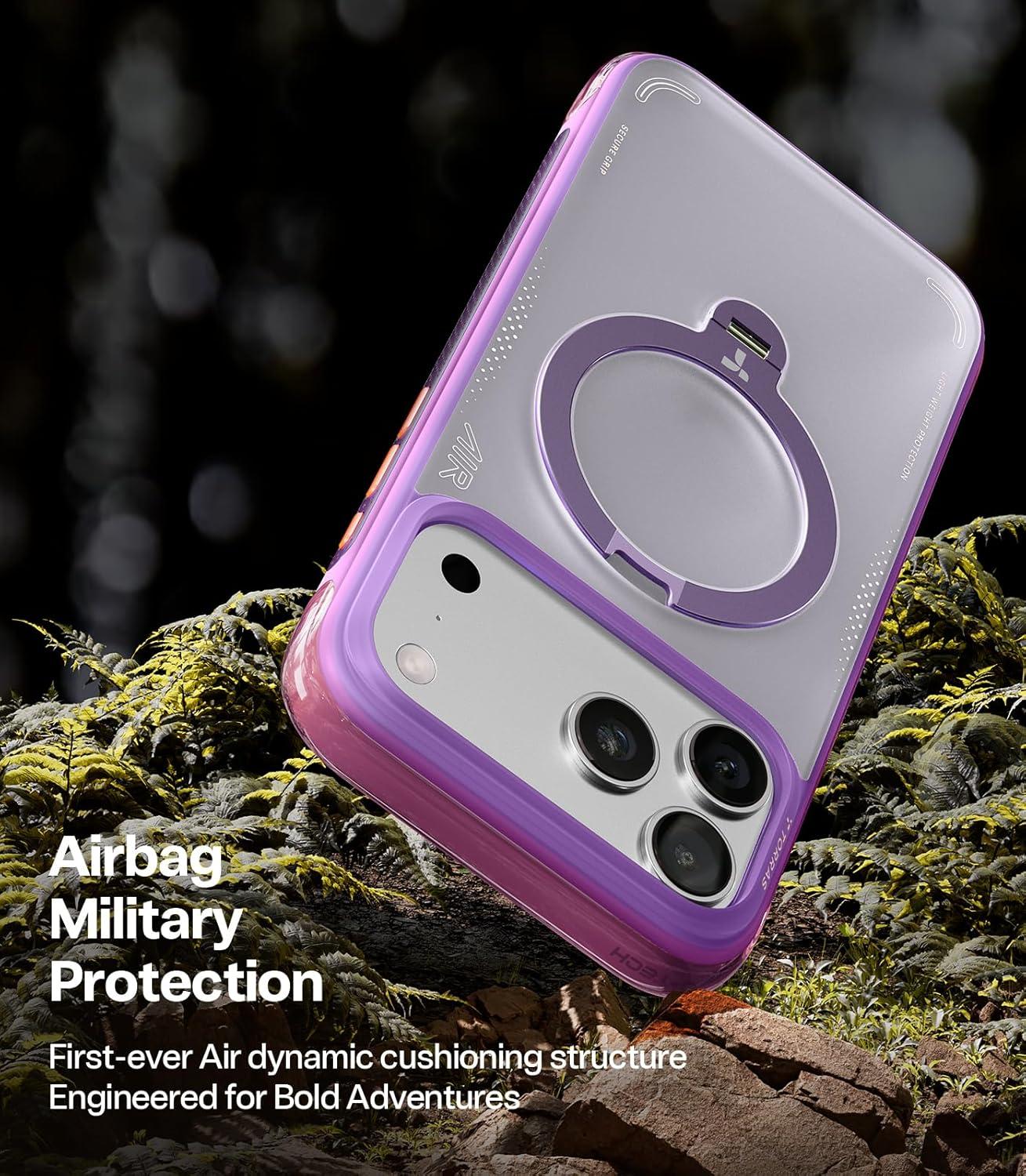 imageTORRAS Ostand Q3 Air for iPhone 17 Pro Max Case with 360 Magnetic Stand Fit for MagSafe MilGrade Drop Tested Camera Control Button Shockproof Phone Case for iPhone 17 Pro Max 69 Midnight BlueAurora Purple