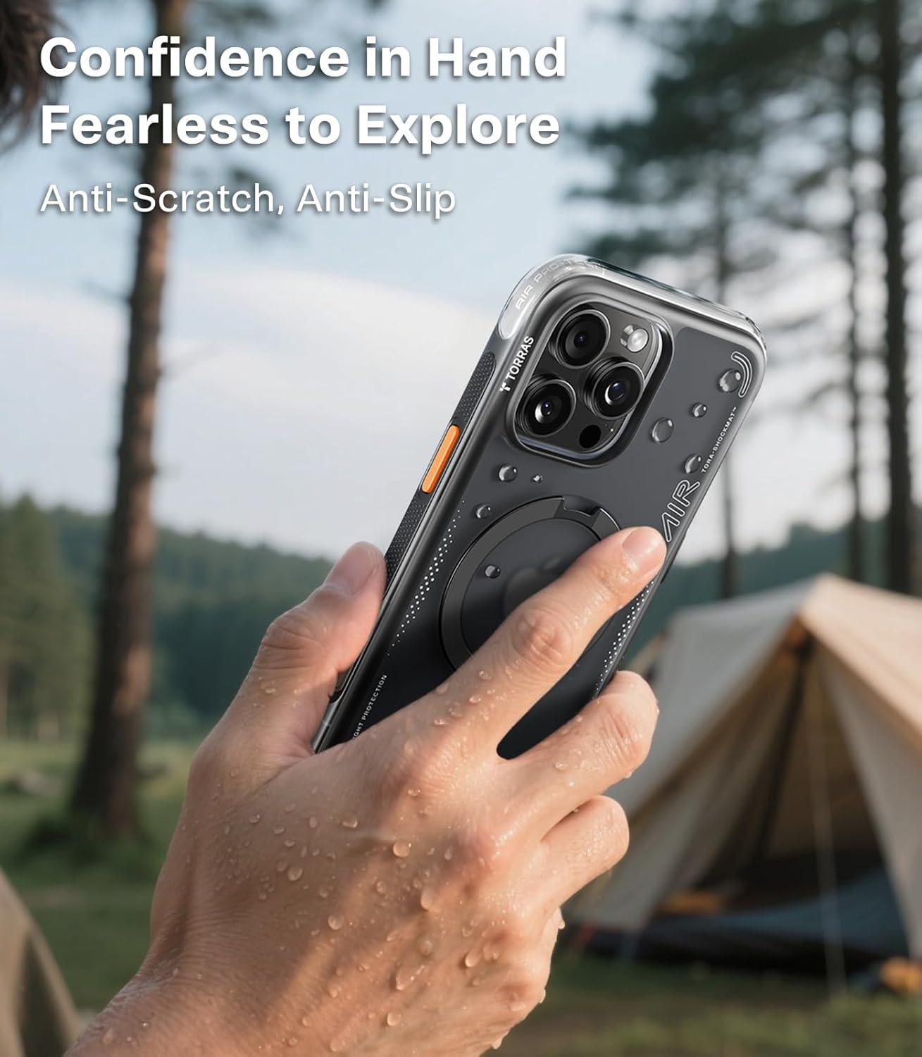 imageTORRAS Ostand Q3 Air for iPhone 17 Pro Max Case with 360 Magnetic Stand Fit for MagSafe MilGrade Drop Tested Camera Control Button Shockproof Phone Case for iPhone 17 Pro Max 69 Midnight BlueShadow Black