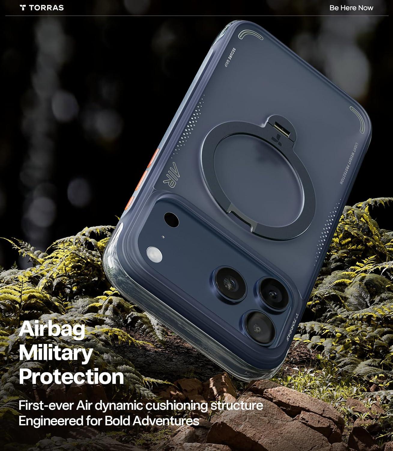 imageTORRAS Ostand Q3 Air for iPhone 17 Pro Max Case with 360 Magnetic Stand Fit for MagSafe MilGrade Drop Tested Camera Control Button Shockproof Phone Case for iPhone 17 Pro Max 69 Midnight BlueMidnight Blue