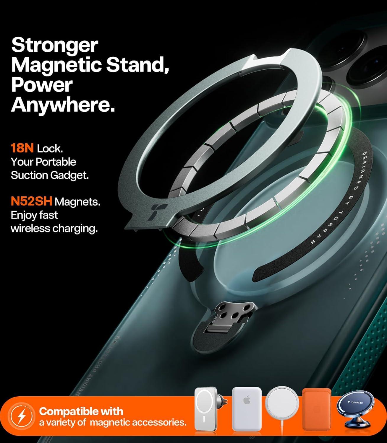 imageTORRAS Ostand Q3 Air for iPhone 17 Pro Max Case with 360 Magnetic Stand Fit for MagSafe MilGrade Drop Tested Camera Control Button Shockproof Phone Case for iPhone 17 Pro Max 69 Midnight BlueGlacier Sprint