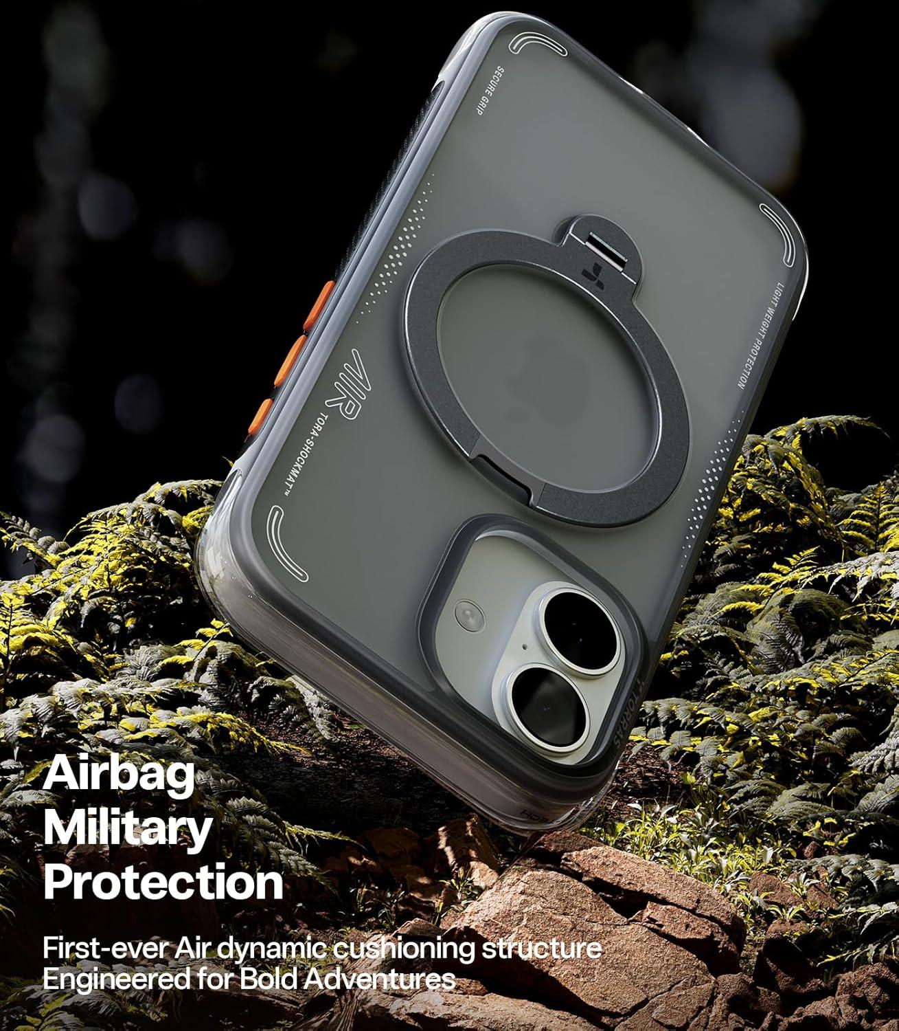 imageTORRAS Ostand Q3 Air for iPhone 17 Pro Max Case with 360 Magnetic Stand Fit for MagSafe MilGrade Drop Tested Camera Control Button Shockproof Phone Case for iPhone 17 Pro Max 69 Midnight BlueShadow Black