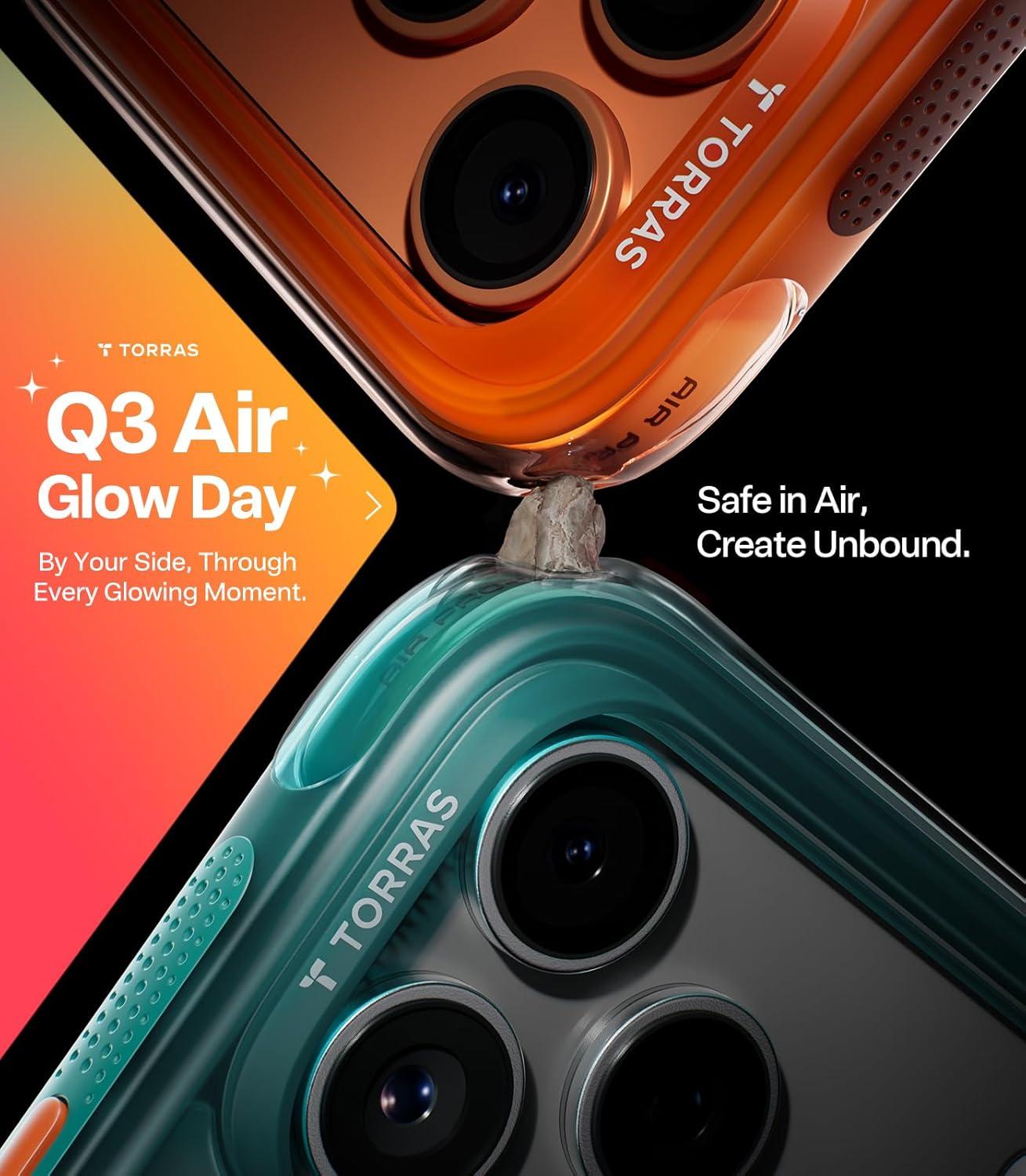 imageTORRAS Ostand Q3 Air for iPhone 17 Pro Max Case with 360 Magnetic Stand Fit for MagSafe MilGrade Drop Tested Camera Control Button Shockproof Phone Case for iPhone 17 Pro Max 69 Midnight BlueHorizon Orange