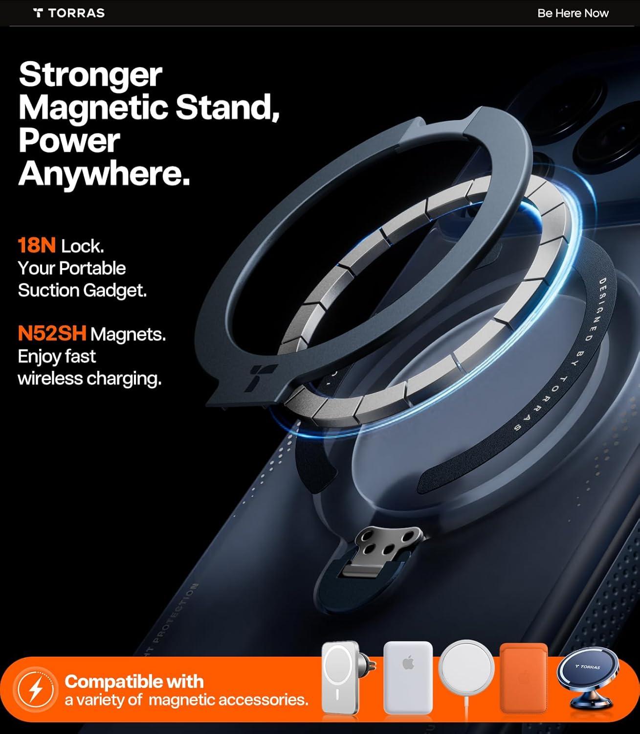 imageTORRAS Ostand Q3 Air for iPhone 17 Pro Max Case with 360 Magnetic Stand Fit for MagSafe MilGrade Drop Tested Camera Control Button Shockproof Phone Case for iPhone 17 Pro Max 69 Midnight BlueMidnight Blue