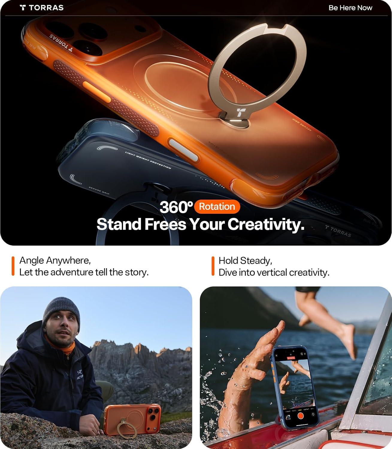 imageTORRAS Ostand Q3 Air for iPhone 17 Pro Max Case with 360 Magnetic Stand Fit for MagSafe MilGrade Drop Tested Camera Control Button Shockproof Phone Case for iPhone 17 Pro Max 69 Midnight BlueMidnight Blue