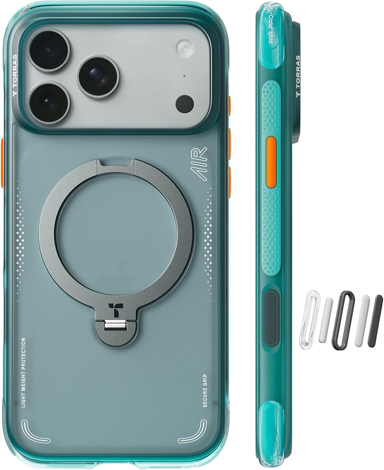 imageTORRAS Ostand Q3 Air for iPhone 17 Pro Max Case with 360 Magnetic Stand Fit for MagSafe MilGrade Drop Tested Camera Control Button Shockproof Phone Case for iPhone 17 Pro Max 69 Midnight BlueGlacier Sprint