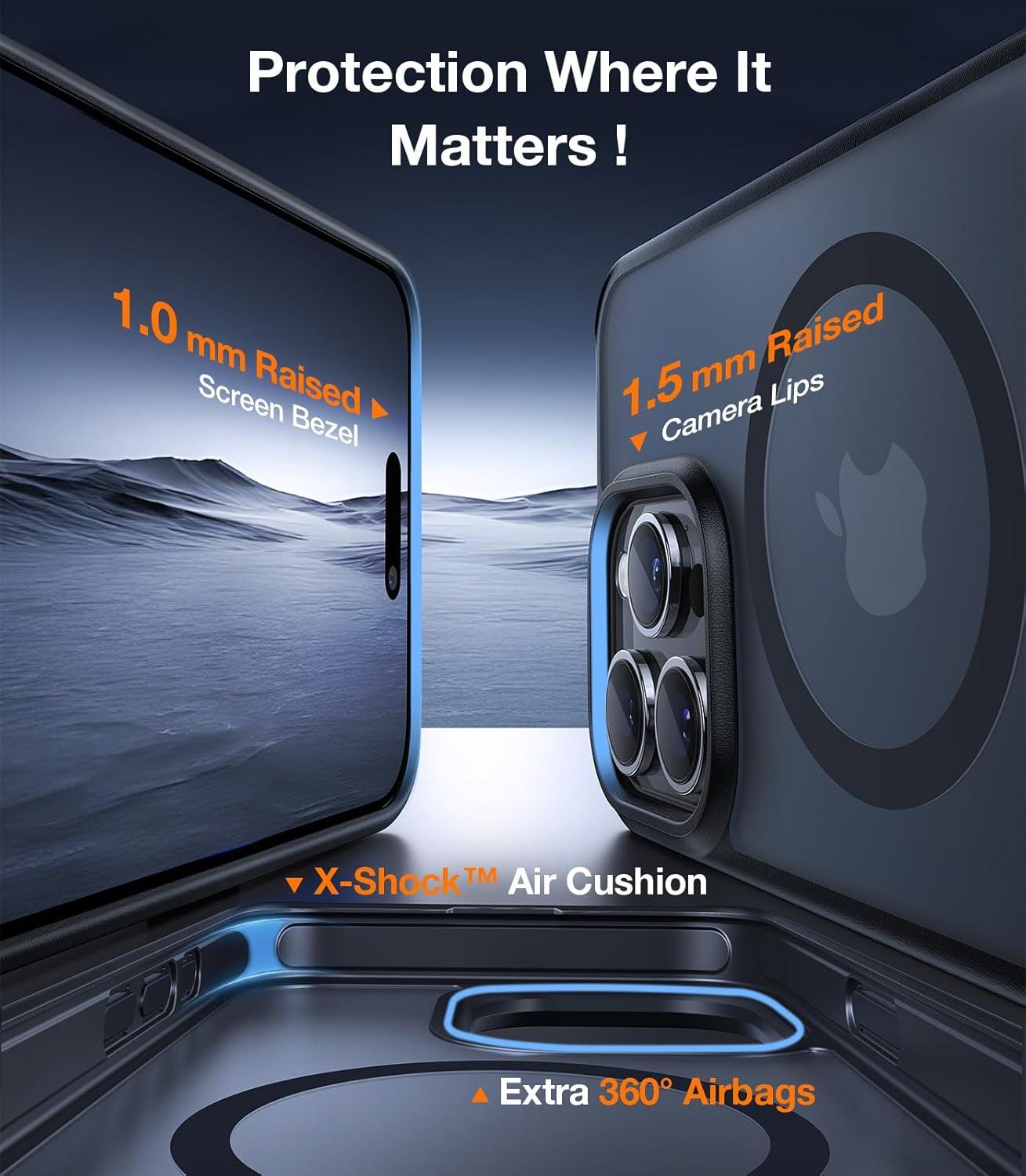 imageTORRAS for iPhone 13 Pro Case Translucent Black Strong Magnetic amp Seamless Stand Fit for MagSafe MilitaryGrade Drop Protection Sturdy Adjustable Builtin Kickstand Slim Matte FinishBlack