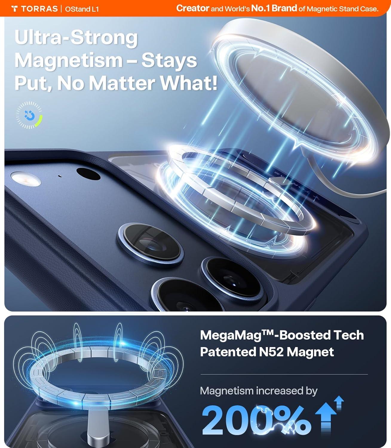 imageTORRAS for iPhone 13 Pro Case Translucent Black Strong Magnetic amp Seamless Stand Fit for MagSafe MilitaryGrade Drop Protection Sturdy Adjustable Builtin Kickstand Slim Matte FinishDeep Blue