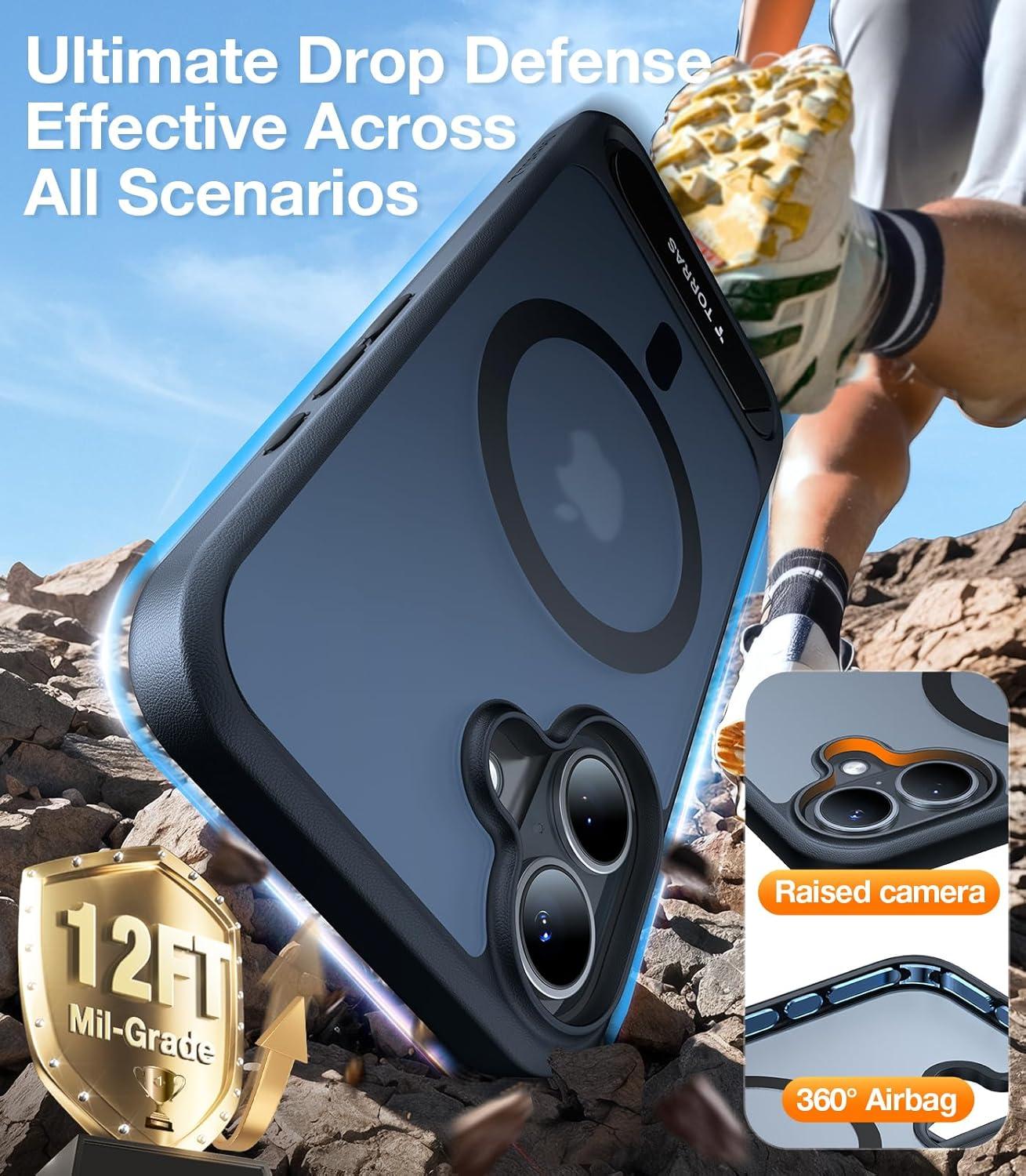 imageTORRAS for iPhone 13 Pro Case Translucent Black Strong Magnetic amp Seamless Stand Fit for MagSafe MilitaryGrade Drop Protection Sturdy Adjustable Builtin Kickstand Slim Matte FinishBlack