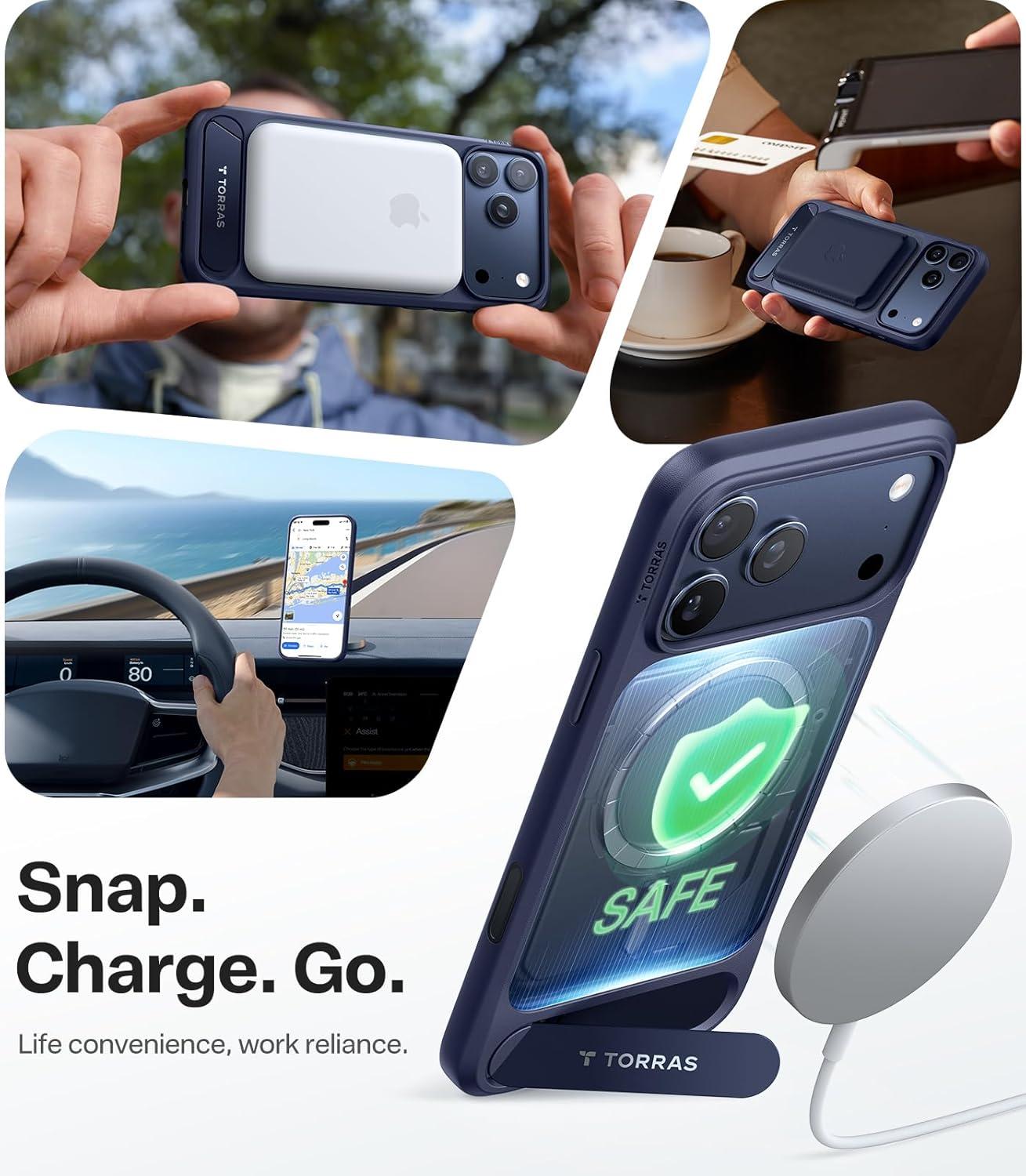 imageTORRAS for iPhone 13 Pro Case Translucent Black Strong Magnetic amp Seamless Stand Fit for MagSafe MilitaryGrade Drop Protection Sturdy Adjustable Builtin Kickstand Slim Matte FinishDeep Blue