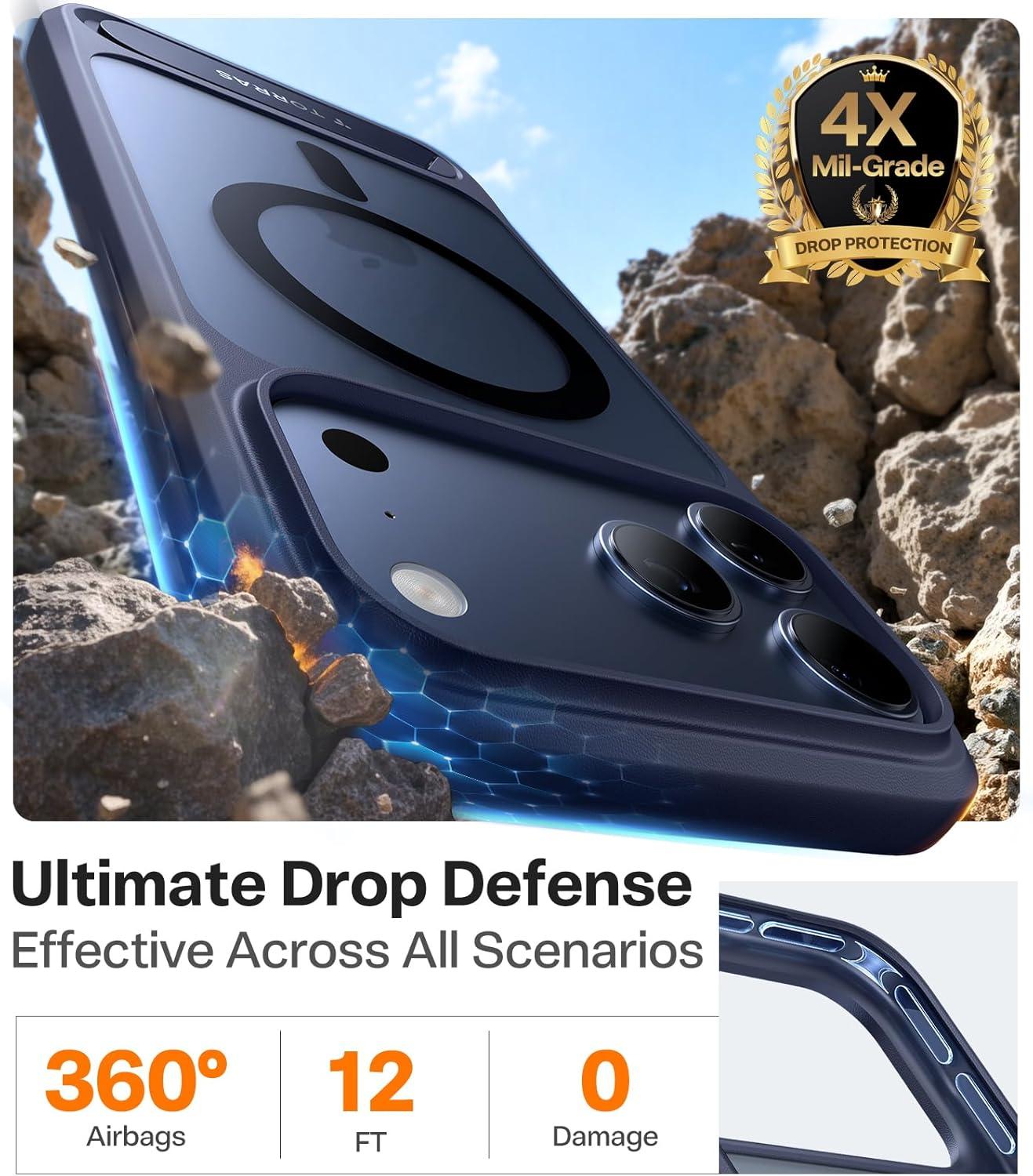 imageTORRAS for iPhone 13 Pro Case Translucent Black Strong Magnetic amp Seamless Stand Fit for MagSafe MilitaryGrade Drop Protection Sturdy Adjustable Builtin Kickstand Slim Matte FinishDeep Blue