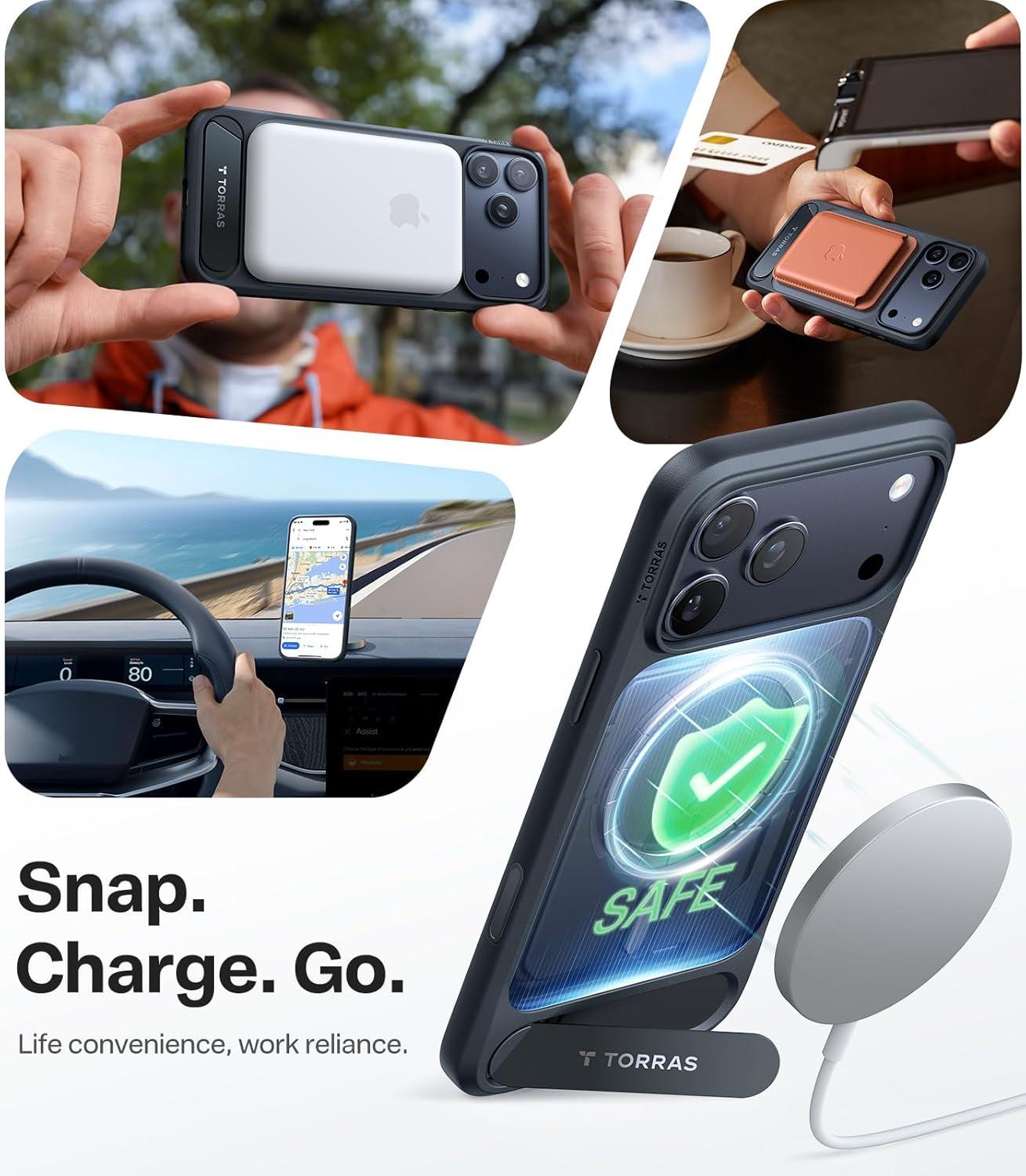 imageTORRAS for iPhone 13 Pro Case Translucent Black Strong Magnetic amp Seamless Stand Fit for MagSafe MilitaryGrade Drop Protection Sturdy Adjustable Builtin Kickstand Slim Matte FinishBlack