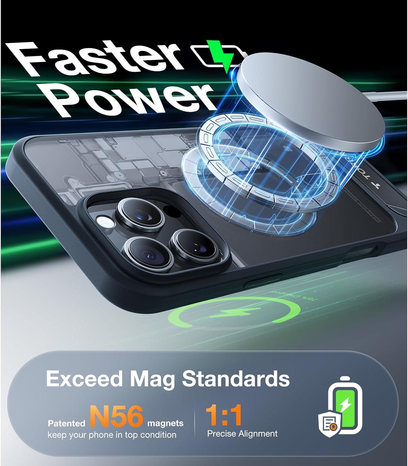 imageTORRAS for iPhone 13 Pro Case Translucent Black Strong Magnetic amp Seamless Stand Fit for MagSafe MilitaryGrade Drop Protection Sturdy Adjustable Builtin Kickstand Slim Matte FinishBlack