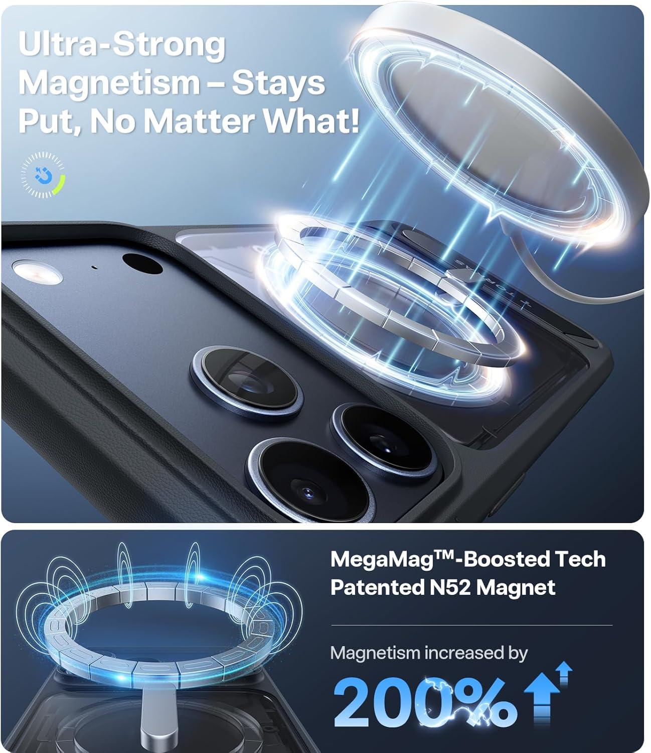 imageTORRAS for iPhone 13 Pro Case Translucent Black Strong Magnetic amp Seamless Stand Fit for MagSafe MilitaryGrade Drop Protection Sturdy Adjustable Builtin Kickstand Slim Matte FinishBlack