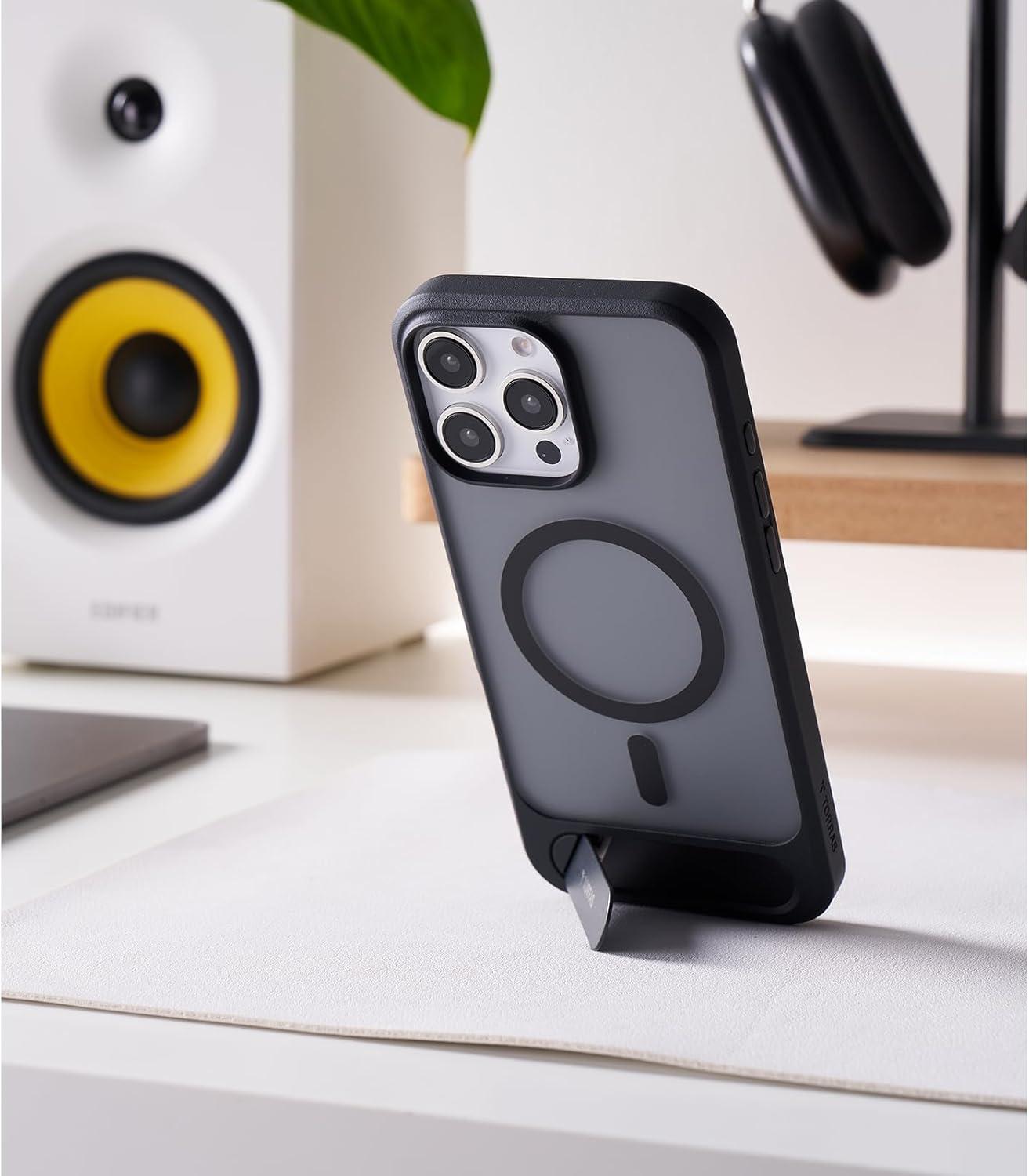 imageTORRAS for iPhone 13 Pro Case Translucent Black Strong Magnetic amp Seamless Stand Fit for MagSafe MilitaryGrade Drop Protection Sturdy Adjustable Builtin Kickstand Slim Matte FinishBlack