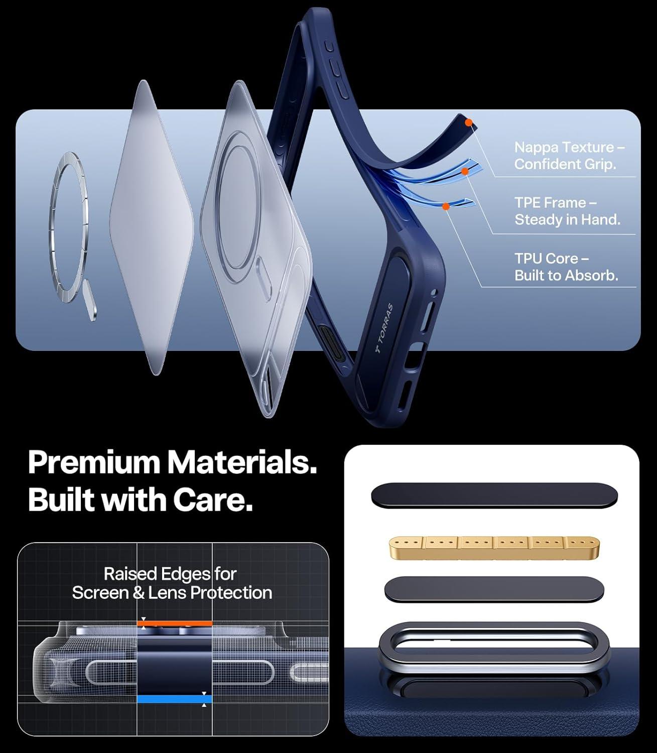 imageTORRAS for iPhone 13 Pro Case Translucent Black Strong Magnetic amp Seamless Stand Fit for MagSafe MilitaryGrade Drop Protection Sturdy Adjustable Builtin Kickstand Slim Matte FinishDeep Blue