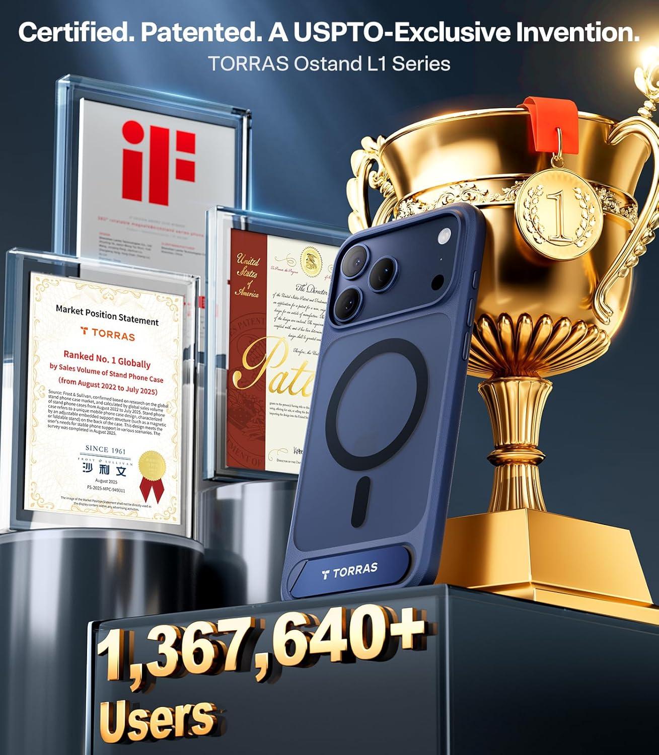 imageTORRAS for iPhone 13 Pro Case Translucent Black Strong Magnetic amp Seamless Stand Fit for MagSafe MilitaryGrade Drop Protection Sturdy Adjustable Builtin Kickstand Slim Matte FinishDeep Blue