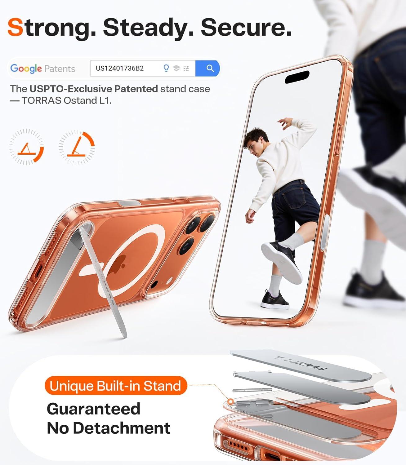 imageTORRAS for iPhone 13 Pro Case Translucent Black Strong Magnetic amp Seamless Stand Fit for MagSafe MilitaryGrade Drop Protection Sturdy Adjustable Builtin Kickstand Slim Matte FinishClear