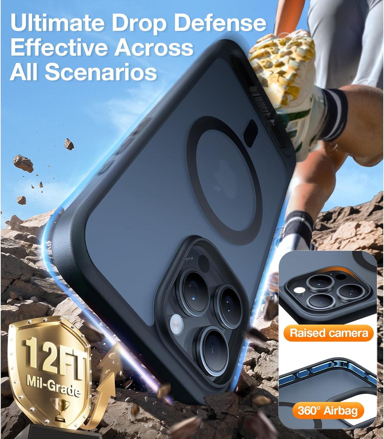 imageTORRAS for iPhone 13 Pro Case Translucent Black Strong Magnetic amp Seamless Stand Fit for MagSafe MilitaryGrade Drop Protection Sturdy Adjustable Builtin Kickstand Slim Matte FinishBlack