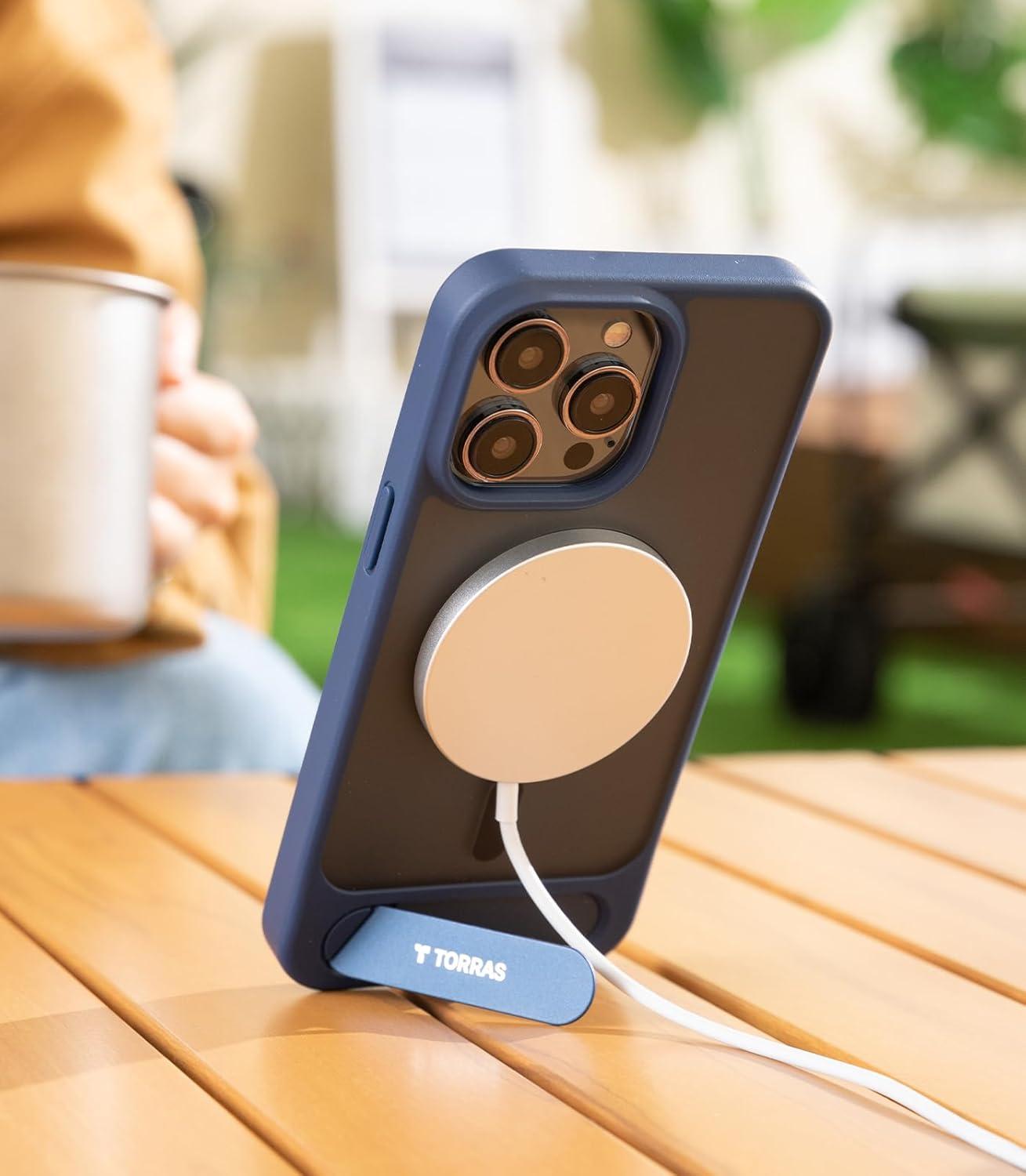 imageTORRAS for iPhone 13 Pro Case Translucent Black Strong Magnetic amp Seamless Stand Fit for MagSafe MilitaryGrade Drop Protection Sturdy Adjustable Builtin Kickstand Slim Matte FinishDeep Blue