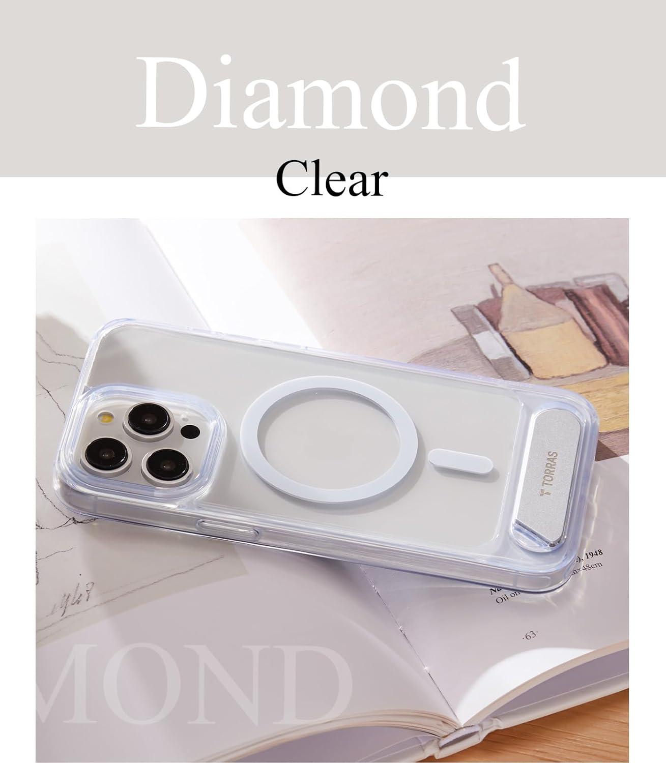 imageTORRAS for iPhone 13 Pro Case Translucent Black Strong Magnetic amp Seamless Stand Fit for MagSafe MilitaryGrade Drop Protection Sturdy Adjustable Builtin Kickstand Slim Matte FinishClear