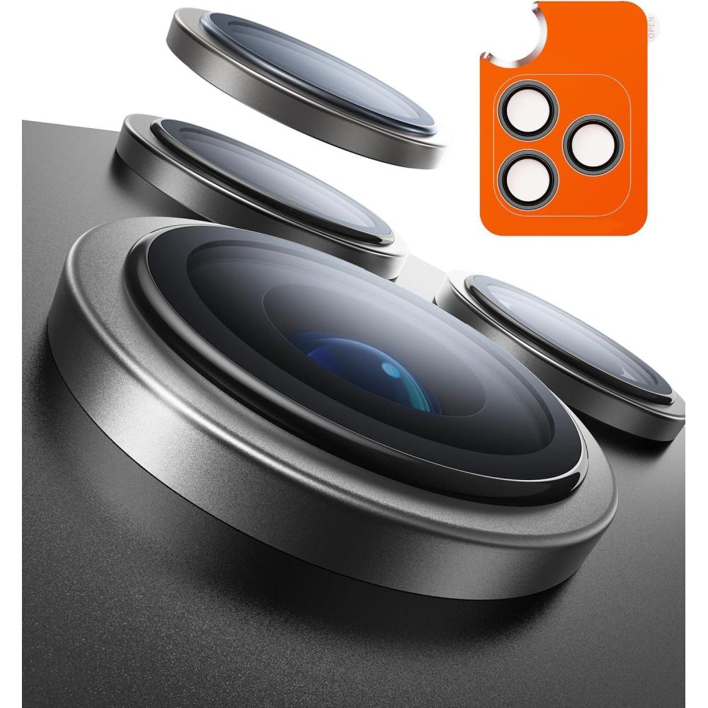 imageTORRAS 3Year Ultimate Durability for iPhone 15 Pro Max15 Pro Camera Lens Protector  11 Invisible Fit amp Ultra Clarity MilitaryGrade 9H Aerospace Glass AntiScratch Easy Installation Black TitaniumGray